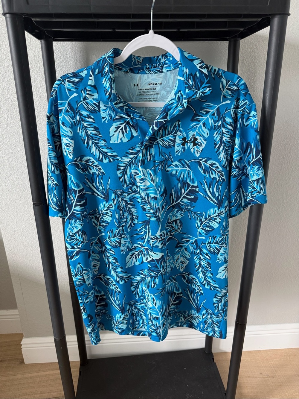 Under Armour Blue Tropical Leaf Polo